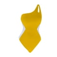 thumbnail image 3 of Bigersell One Shoulder Bathing Suit for Women Keyhole Strap One-Piece Swimsuits Color Block 1 Piece Cheeky Swimsuit Beach Vacation Monokini Swimwear, Style SW-44, Yellow, L, 3 of 5