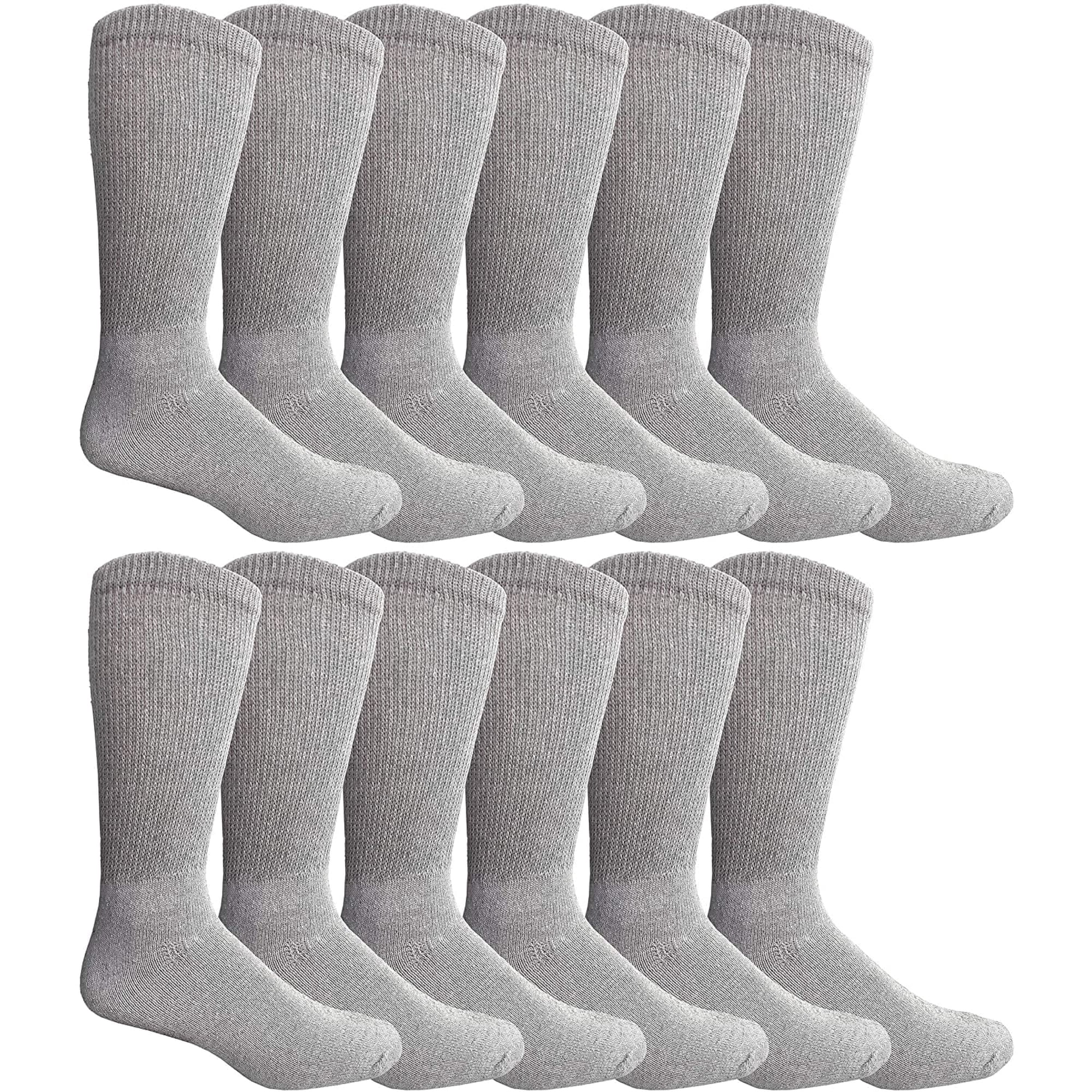 12 Pairs of SOCKS'NBULK Men's Value Pack of Ring Spun Cotton Crew Diabetic, Nephropathy Socks