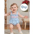 thumbnail image 3 of SUNSIOM Baby Girls Rompers Baseball Embroidery Sleeveless Infant Bodysuits Jumpsuits with Headband, 3 of 7