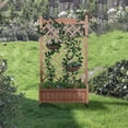 thumbnail image 4 of CASADEAR Raised Garden Bed with Trellis 2 Pack, Outdoor Wooden Planter Box & Plant Stand with Climbing Racks, 4 of 11