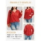 thumbnail image 3 of Blusa Eytino para mujer, talla grande, chifón, bohemio, estampado floral, roja, 3 of 6