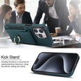 thumbnail image 3 of For iPhone 15 Pro Wallet Case with Card Holder, 360°Rotation Ring Holder Kickstand, 4 Card Slots PU Leather Case, RFID Blocking Magnetic Clasp Protective Cover,Green, 3 of 16