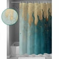 thumbnail image 3 of Extra Long Shower Curtain 72x96 Inch, Blue Gold Shower Curtain Waterproof Bathroom Decor Abstract Simple Minimalist Art Fabric Bath Curtain Set Accessories with Hooks, 3 of 6