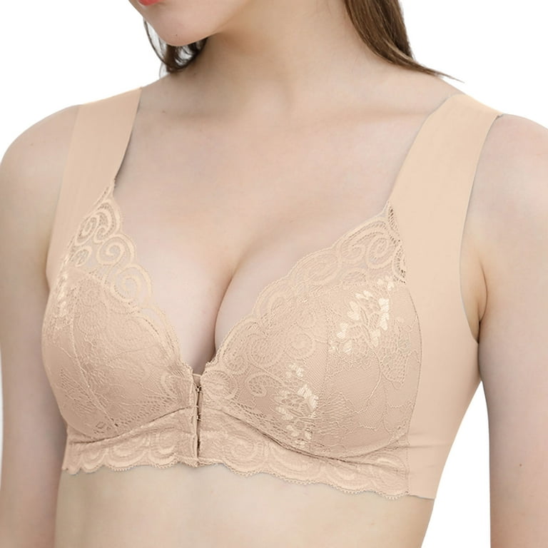 Sports Bras for Women Plus Size Thin Front Button Cover Shapermint Bra for  Womens Wirefree Beige L