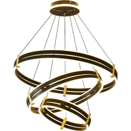 

Miumaeov Modern LED Chandelier 3 Ring Pendant Lighting Adjustable with Remote Control