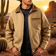 thumbnail image 4 of Iyufng Men's Contrast Collar Work Jacket Full Zip Multi Zipper Pocket Vintage Casual Workwear Coat, 4 of 9