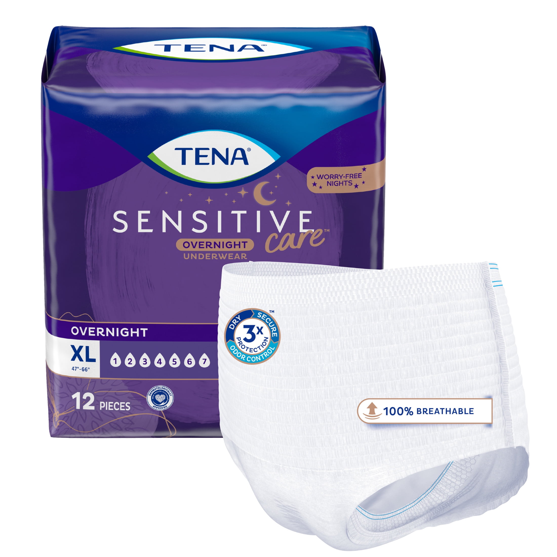 TENA Sensitive Care Overnight Underwear XLarge, 12Ct 