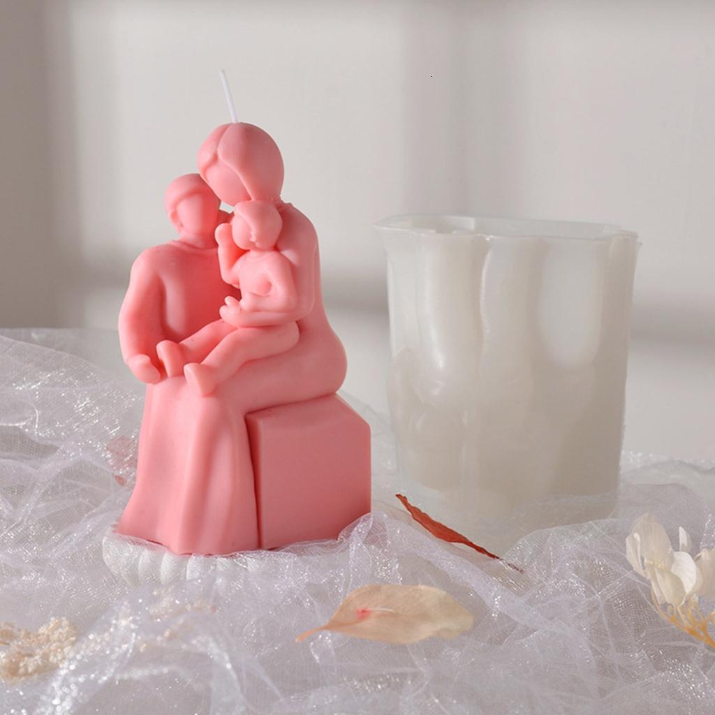 Mother and Kids Silicone Candle Mold Couples Aromatherapy Candle Mould for DIY Craft Soap Cookie Fondant Soap Decor