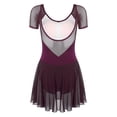 thumbnail image 4 of Zaldita Womens Ballet Dress Ballet Skirted Leotard Round Neck Short Sleeve Gymnastics Dancewear Dark Purple XXL, 4 of 7