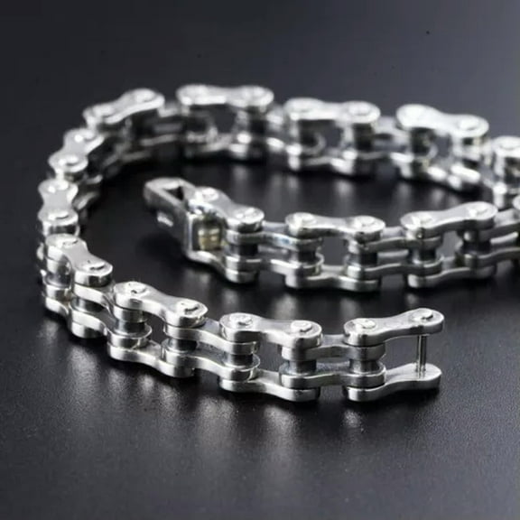 K-KED Real S925 Sterling Silver Bracelet Women Man Bicycle-shaped Link 7.87/8.66inchL-22cm/8.6inch(wrist wrist 7.5inch)-39-40g