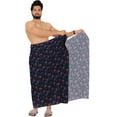 thumbnail image 5 of LA LEELA Men's Swimwear Beach Summer Pareo Long Sarong Wrap One Size Blue, Leaves Vacation Holiday Aloha, 5 of 5