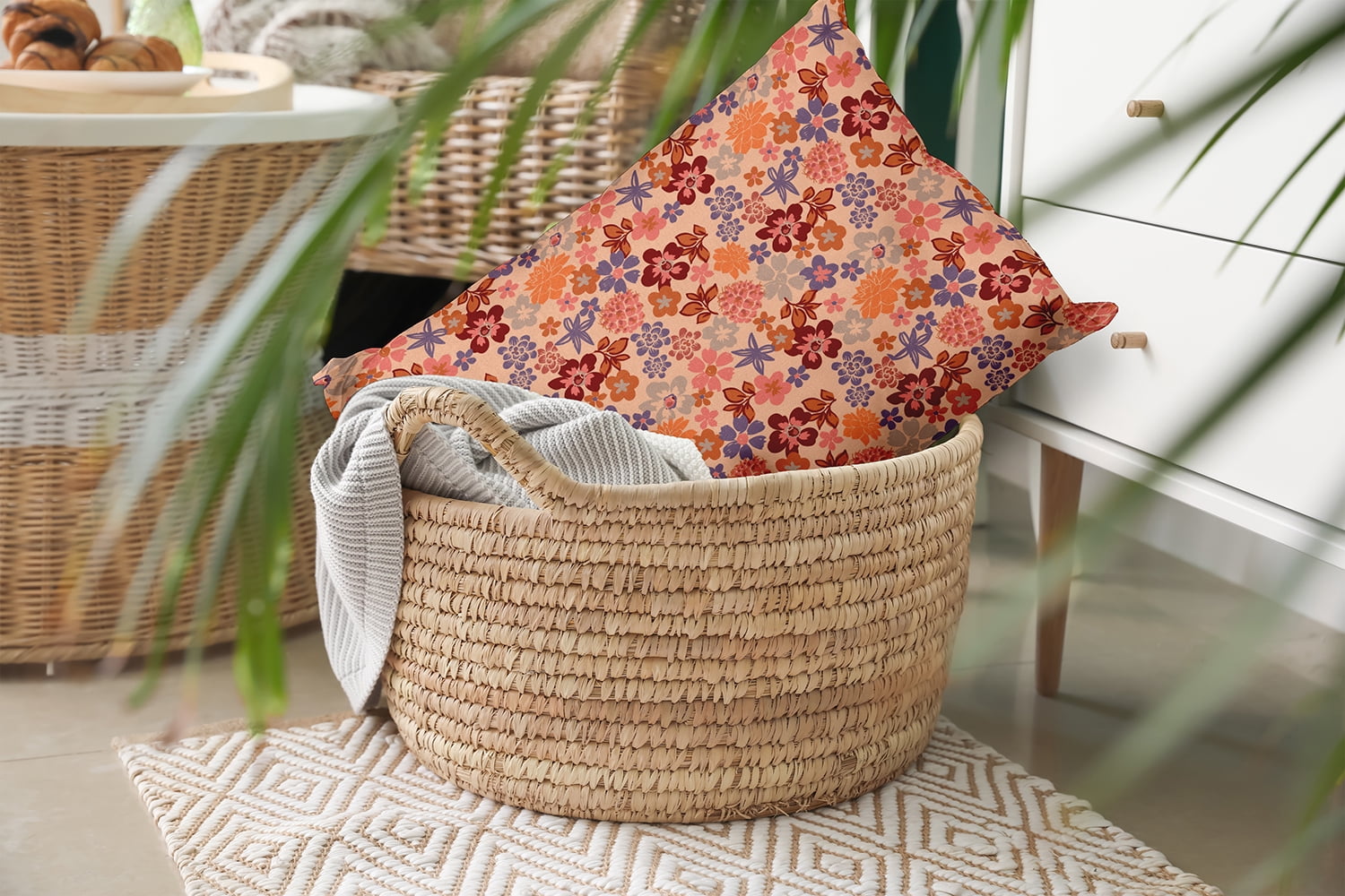 20" x 14" Simply Daisy Succulent Garden Polyester Indoor/Outdoor Pillow, Peach Qty 1