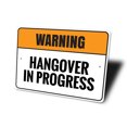 thumbnail image 4 of Warning: Hangover in Progress, Humor Warning Sign, Bedroom Aluminum Metal Decor Sign - 4x18 inches, 4 of 4
