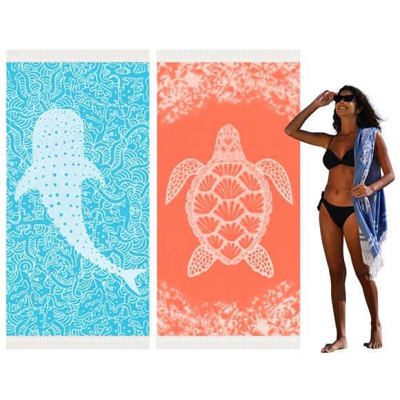 Toalla de Playa Widdonen de Algodón Absorbente de Secado Rápido 90x200 cm Paquete de 2