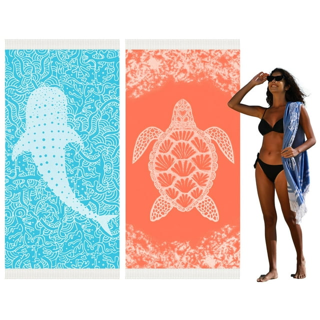 Toalla de Playa Widdonen de Algodón Absorbente de Secado Rápido 90x200 cm Paquete de 2