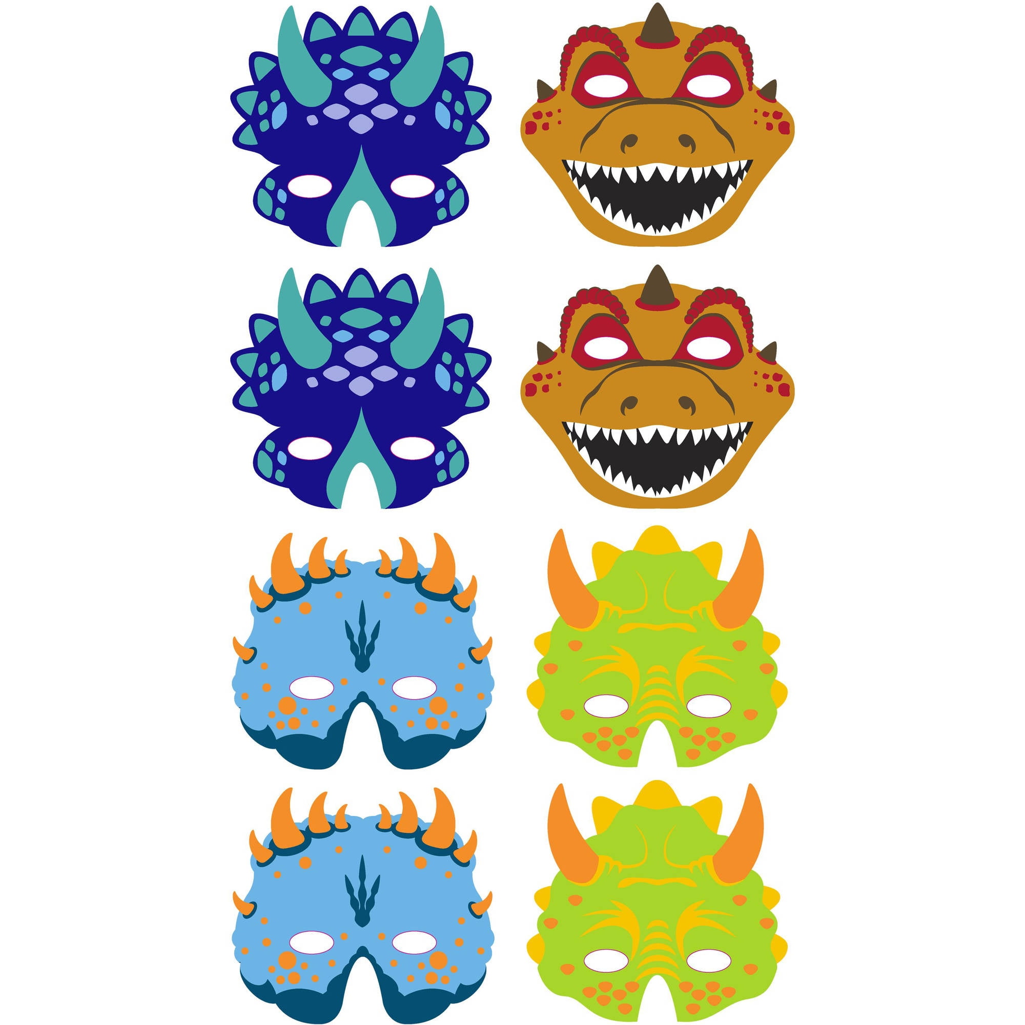 Dino Paper Masks, 8Pack