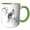 Green/White, variant on 3drose, Image of Letter a Victorian Style with Peacock Hiding, 11oz Two-tone Green Mug