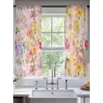 thumbnail image 3 of Spring Floral Semi Sheer Curtains 72 Inch Length 2 Panels Set, Elegant Summer Flowers Botanical Watercolor Sheer Kitchen Curtain Privacy Voile Window Curtain for Living Room Bedroom Rod Pocket Drapes, 3 of 7