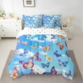thumbnail image 2 of Feelyou Watercolor Butterflies Twin Bedding Sets 7pcs for Girls, Insects Animals Bedding Comforter Set, Blue Sky Sheet Sets, 2 of 8