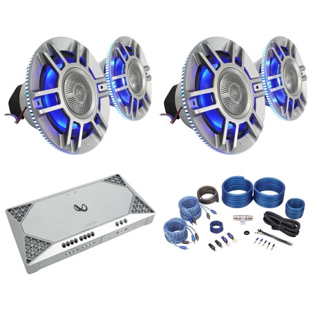 (4) Infinity KAPPA 8135M 8" 500w Marine LED Speakers+4-Channel Amplifier+Amp Kit