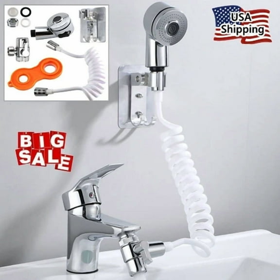 Bathroom Faucet External Shower Basin Sink Handheld Sprayer Sprinkler Base Hose