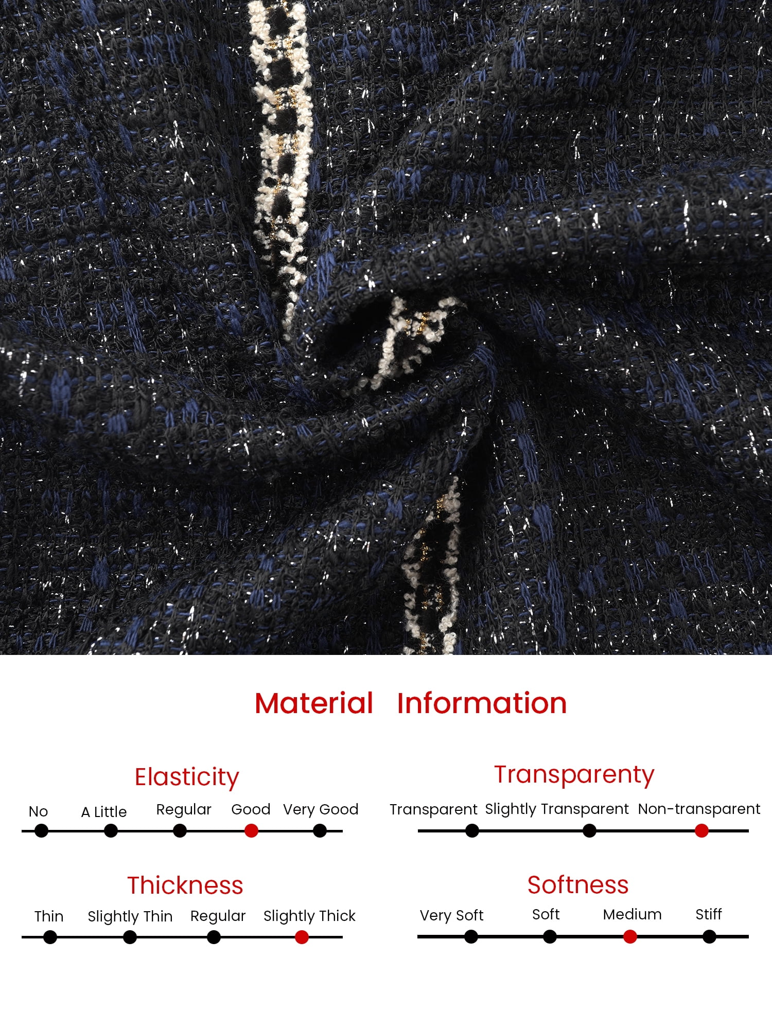 DARING DIVA Women's Elegant Tweed Crew Neck Cap Sleeve Peplum Blouse S Black Blue