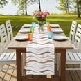 thumbnail image 4 of Table Runners 48 Inches Long Dress Scarves, Brown Stripes Farmhouse Kitchen/Dining Table Runner, Short Coffee Tablerunners, Minimalism Ombre Waves Abstract Textures 13x48 Inch, 4 of 9