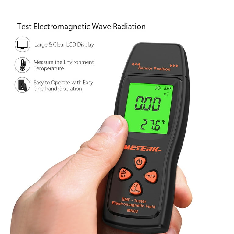 Meterk EMF Meter Handheld Mini Digital LCD EMF Detector Electromagnetic  Field Radiation Tester Dosimeter Tester Counter 