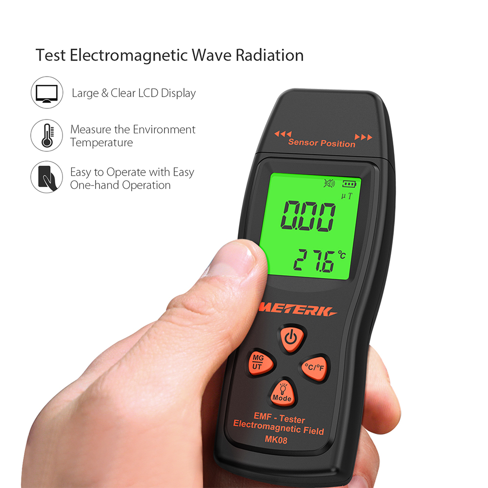 Meterk EMF Meter Handheld Mini Digital LCD EMF Detector Electromagnetic  Field Radiation Tester Dosimeter Tester Counter