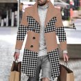 thumbnail image 2 of Holloyiver Men Casual Tops Printed Patchwork Woolen Coat Long Sleeve Turn-down Collar Jacket Khaki, 2 of 6
