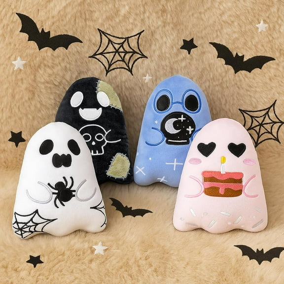 ZEN Ghost Pillow Set of 4 Cute Halloween Throw Pillow Cushion 7 x 7.9 Inch for Sofa Bedroom