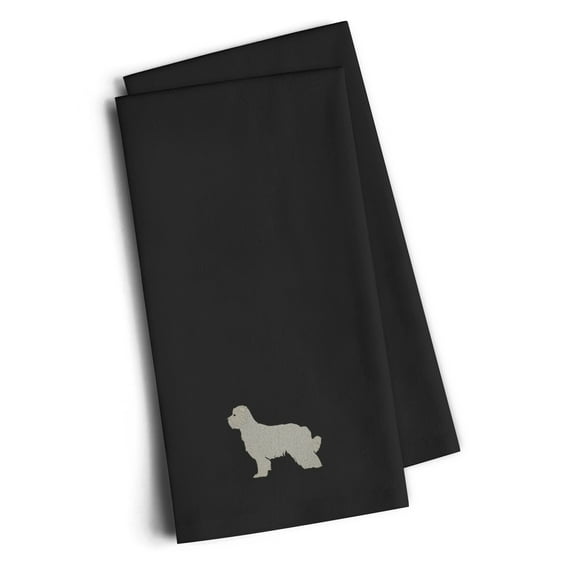 Black Embroidered Kitchen Towel Set of 2