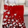 thumbnail image 5 of Janpanese Red Cherry Blossom Blanket, 60" x 80" Lightweight Soft Floral Throw, Gifts for Women, 5 of 8
