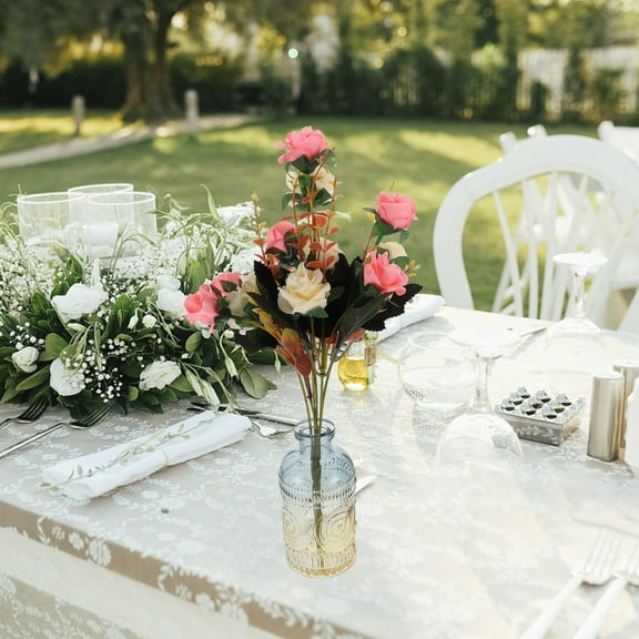 Masteelf 3 Pcs Plant Retro Decor Embossed Glass Vase Practical Vase 6x6x12.5cm