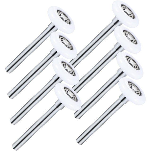 PinesC 8 Pcs Rouleaux de Porte de Garage Poignée de Porte de Garage Porte Coulissante de Placard Rouleau de Porte de Garage Charnières Rouleaux de Roulettes Robustes Remplacement Voiture Nylon Blanc