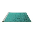 thumbnail image 2 of Ahgly Company Machine Washable Indoor Rectangle Oriental Turquoise Blue Industrial Area Rugs, 2' x 4', 2 of 4