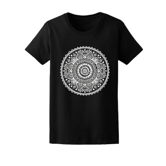 White Beautiful Indian Ornament T-Shirt Women -Image by Shutterstock, Female Large