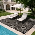 thumbnail image 3 of Wonnitar Large Outdoor Rugs Waterproof 8'x10' Reversible Plastic Straw Rug, Modern Rainbow Outside Carpet for RV Patio Deck Porch Balcony Picnic Camping Beach, Black&Brown-Rainbow, 3 of 10