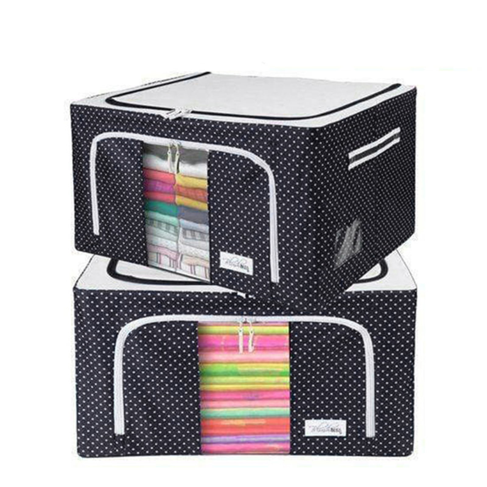 3 Pack Oxford Fabric Storage Bins LivingBox Foldable Storage Containers Fabric See-Through Window Household Home Organizers
