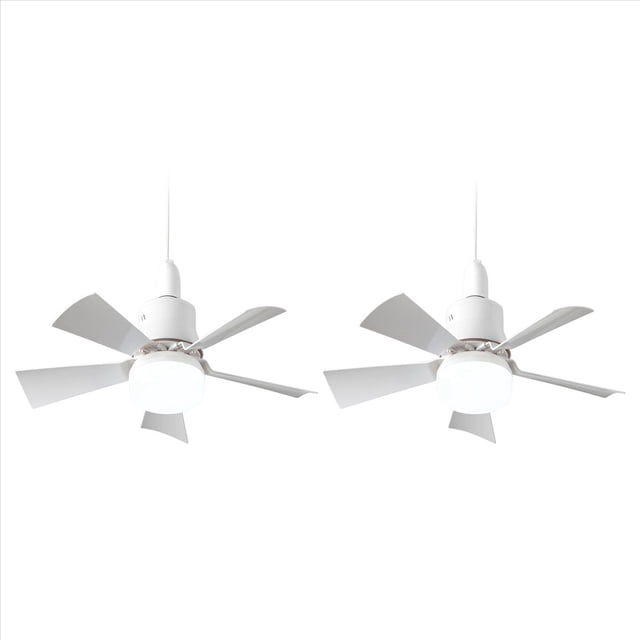 2X Ventilador de Techo con Control Remoto, Ventilador de Techo con 3 Velocidades, LED Regulable, Base E27, Ventilador de Techo Inalámbrico