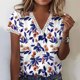 thumbnail image 2 of Camisetas informales estampadas de manga corta con cuello en V a la moda de verano para mujer Fridja  zx3795, 2 of 8