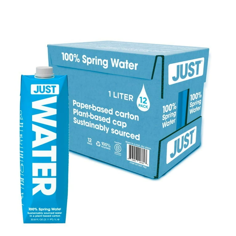 JUST Water, Premium Pure Still Spring Water in an Eco-Friendly BPA Free  Plant-Based Bottle - Naturally Alkaline, High 8.0 pH - Fully Recyclable  Boxed