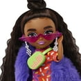 thumbnail image 5 of Barbie Extra Minis Doll #1 with Brunette Hair in Top Bun in Furry Coat & Dress with Accessories, 5 of 6