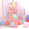 thumbnail image 6 of Cheinxy 1st Birthday 'ONE' Decorations Boxes for Boys Girls - Clear Cube Blocks 'ONE' Letters for Cake Smash Photoshoot Props & Backdrop(Pink), 6 of 7