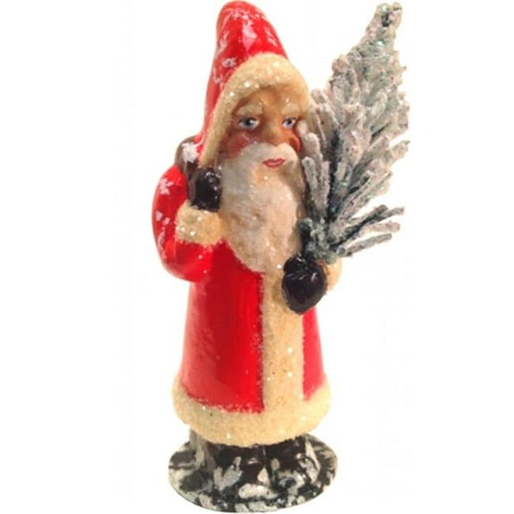 ller Paper Mache Candy Container - Santa Red Coat and Tree
