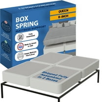 Continental Sleep, Box Spring Bed Base Queen(Fold) Size, 8-Inch Wood Mattress Foundation, Quiet Noise Free, 4-Pieces Under Mattress Support BoxSpring, Fully Assembled, White