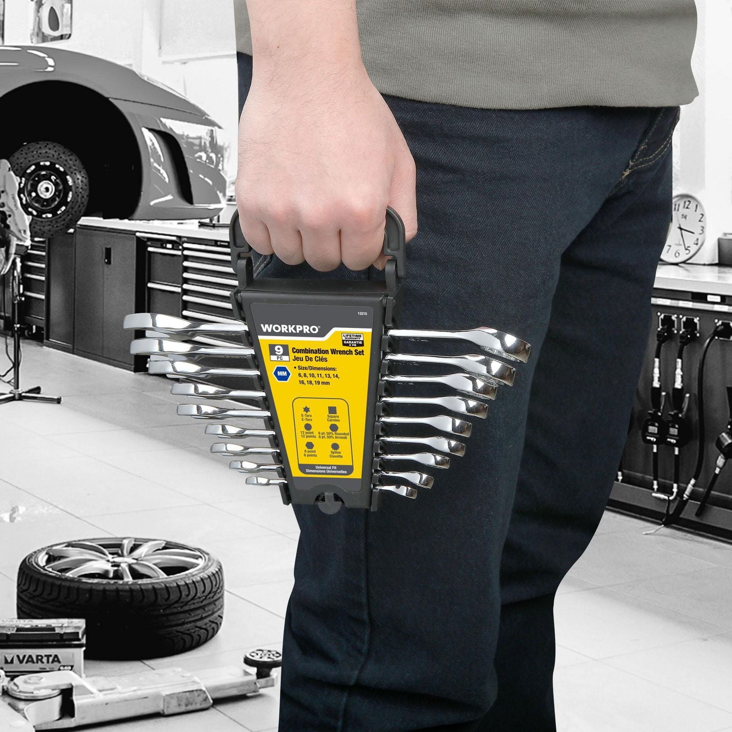 WorkPro Jeu de clés Métriques - 9 Pièces Finition chromée miroir