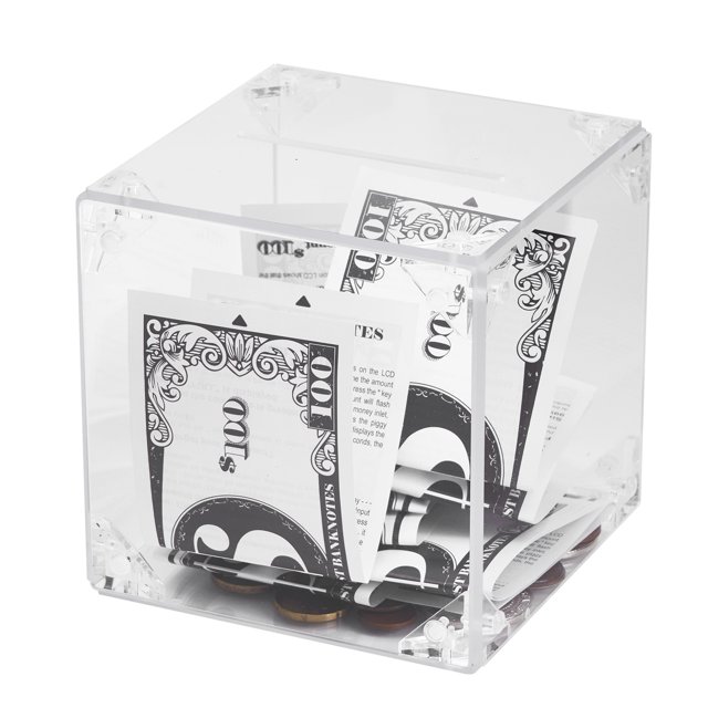 Caja para ahorrar dinero, transparente, solo para ensamblar, de acrílico, elegante