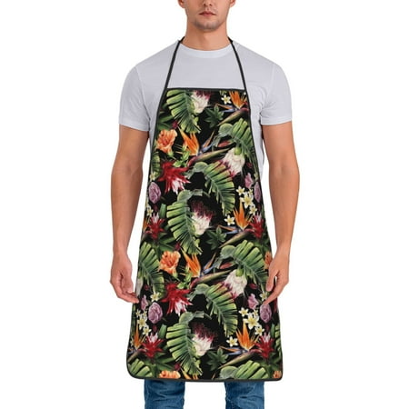 

Zeuib Watercolor Tropical Flowers Print Unisex Waterproof Aprons Cooking Aprons for Kitchen Gardening and Salon Water & Oil Resistant