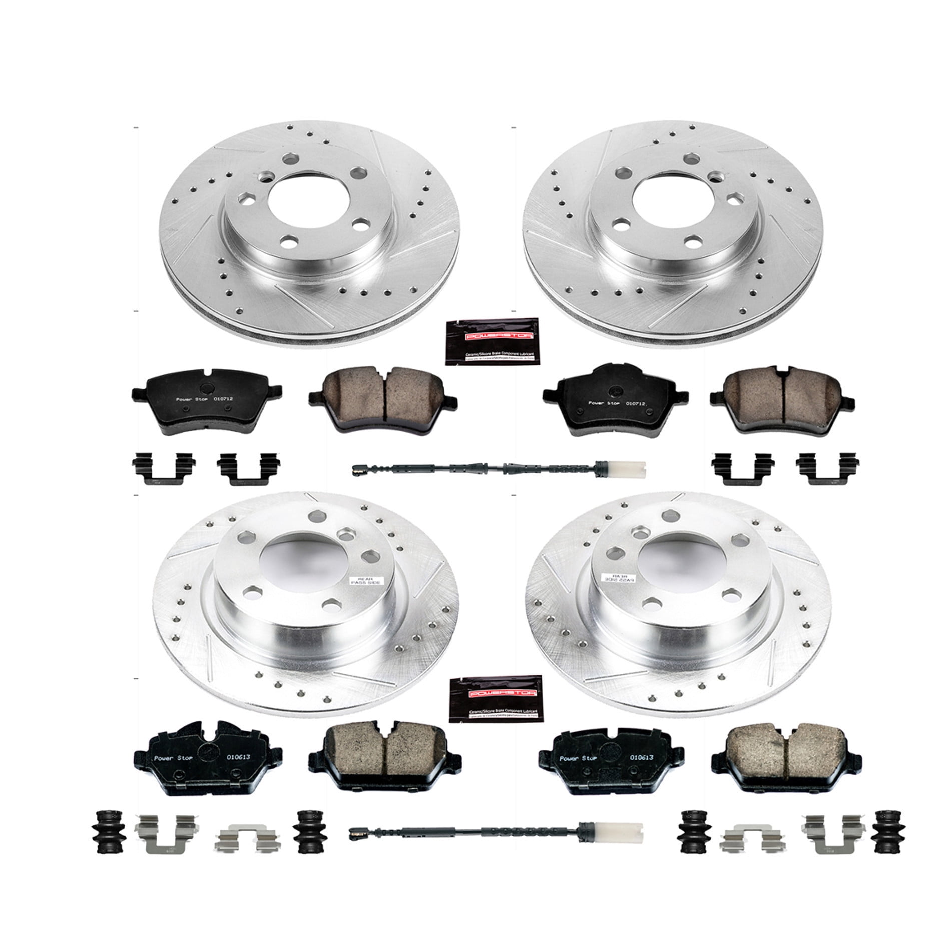 PowerStop Front and Rear Z23 Evolution Sport Carbon-Fiber Ceramic Brake Pad and Drilled & Slotted Rotor Kit Fits: MINI COOPER Select Models K6663